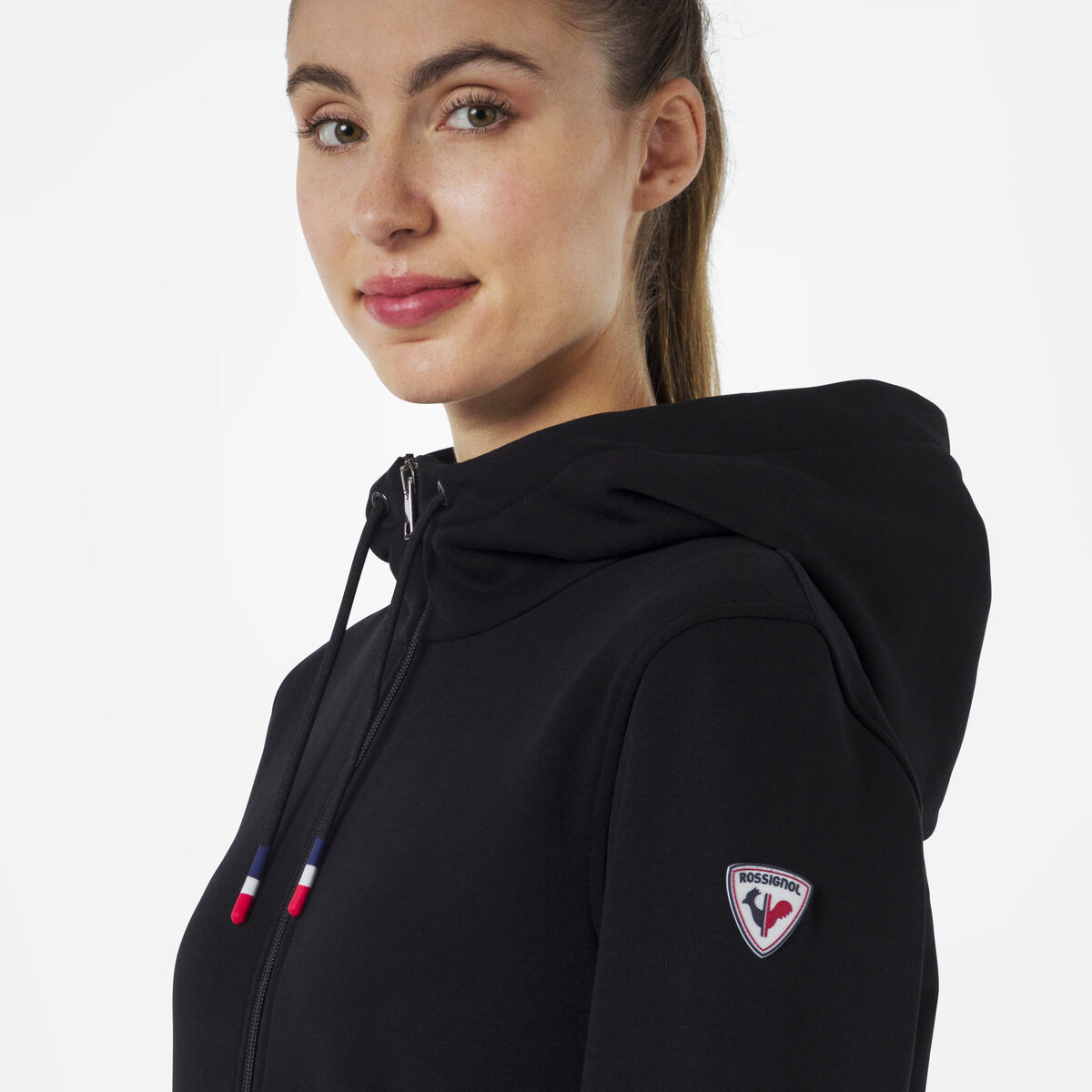 Logo Damensweatshirt mit Kapuze und durchgehendem Reißverschluss