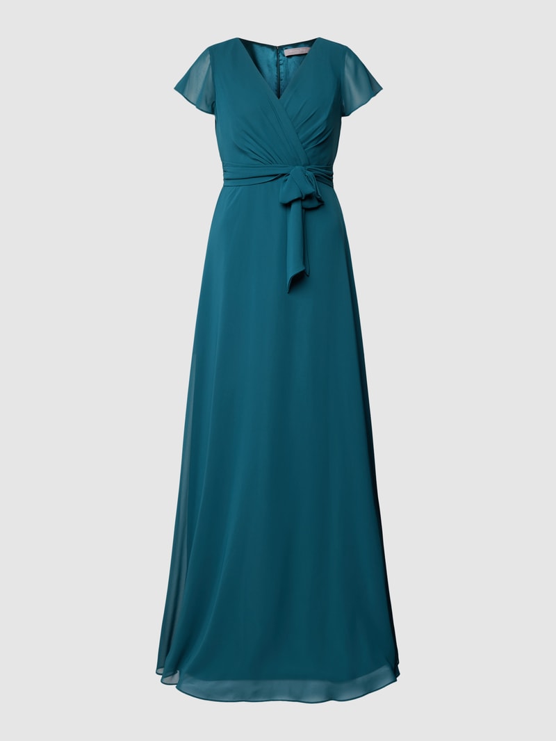 Abendkleid in Wickel-Optik in bottle meliert