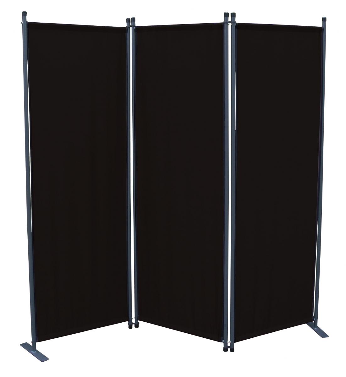 Grasekamp Stellwand 165x170 cm dreiteilig - schwarz - Paravent Raumteiler Trennwand Sichtschutz