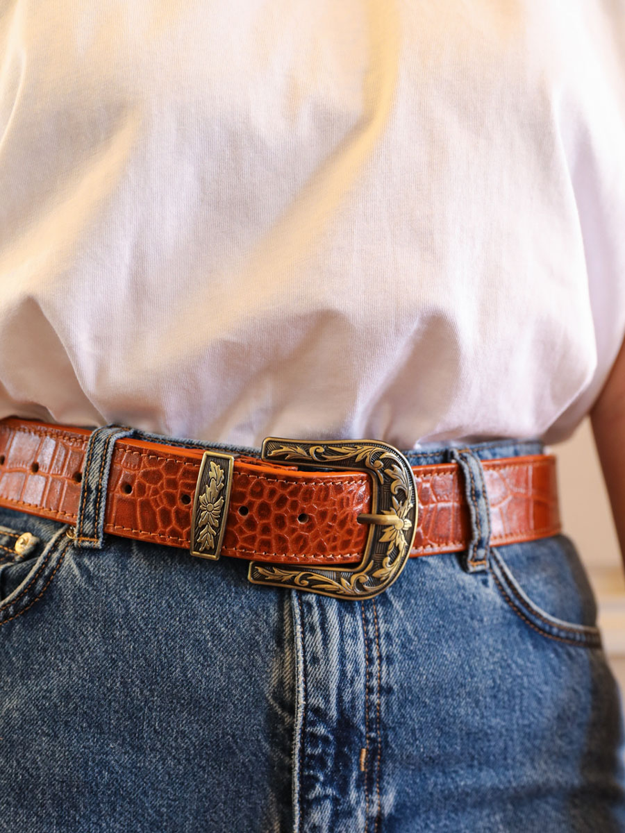 LaCeinture Western Alligator - Ambre