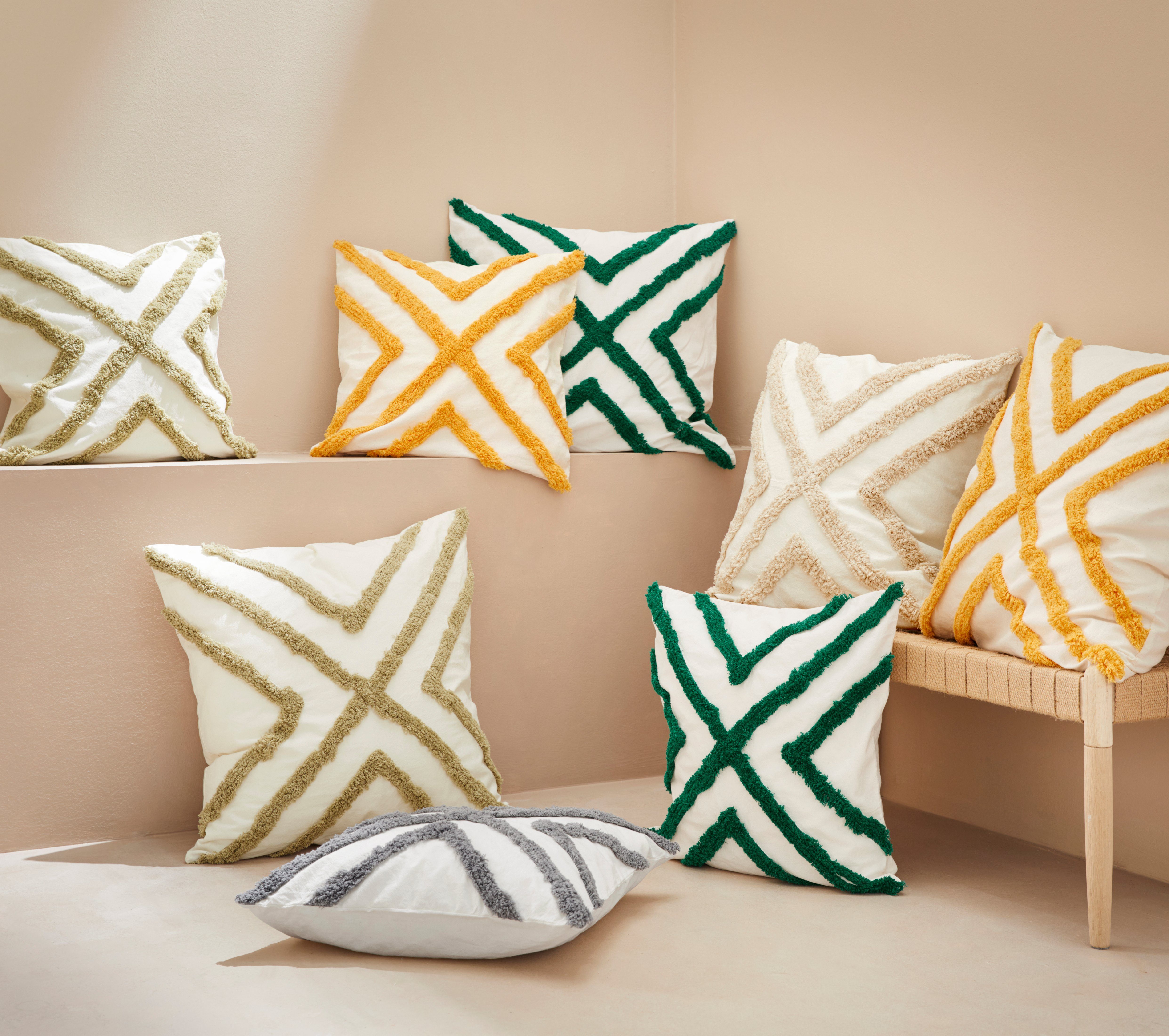 LeGer Home by Lena Gercke Dekokissen Sidonie, 2-er Set, Hoch-Tief Design, Kissenhüllen ohne Füllung, 40x40 cm