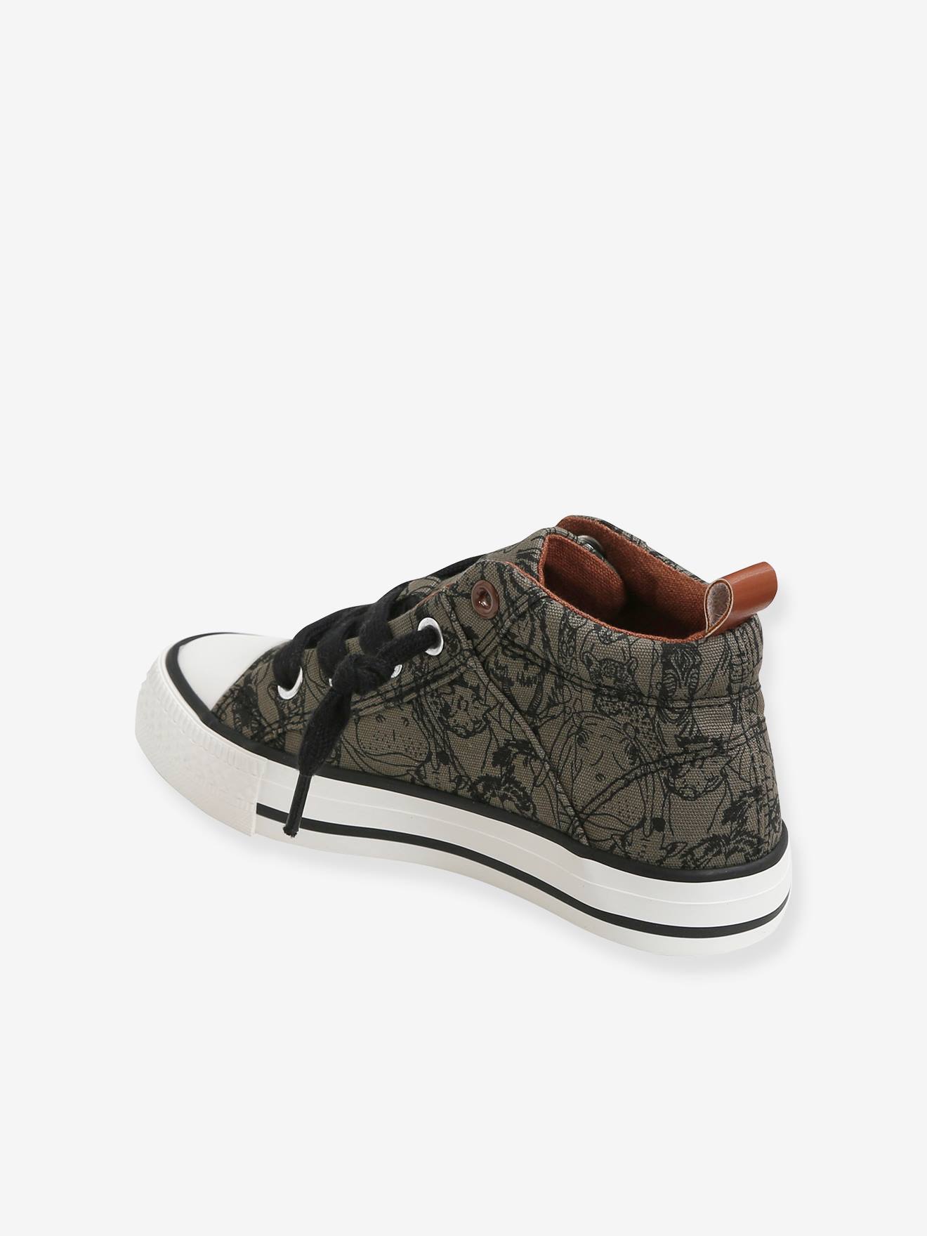 Baskets MID élastiquées garçon en toile kaki imprimé