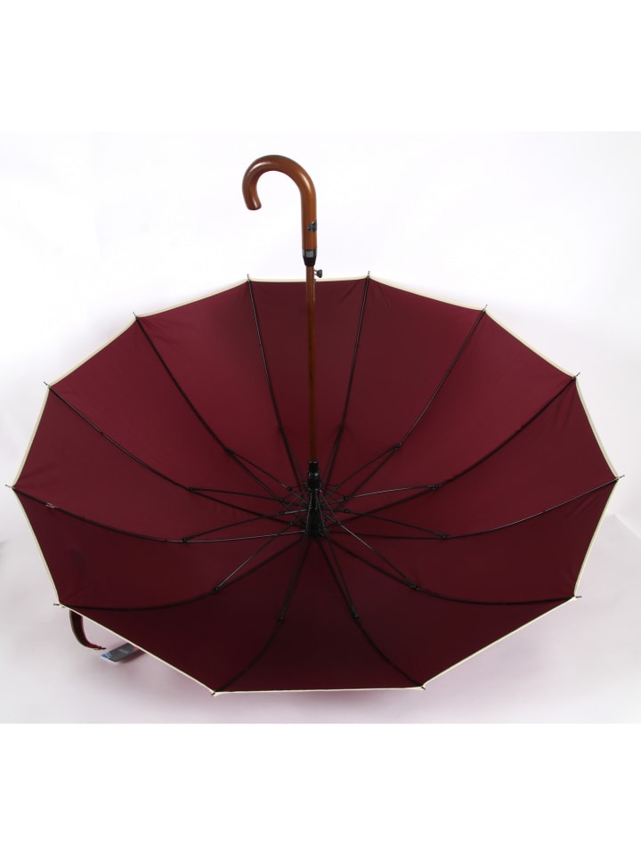 COFI 1453 Stockregenschirm Stockschirm Regenschirm Holzgriff mit Fiberglasstange in Weinrot günstig kaufen onesize