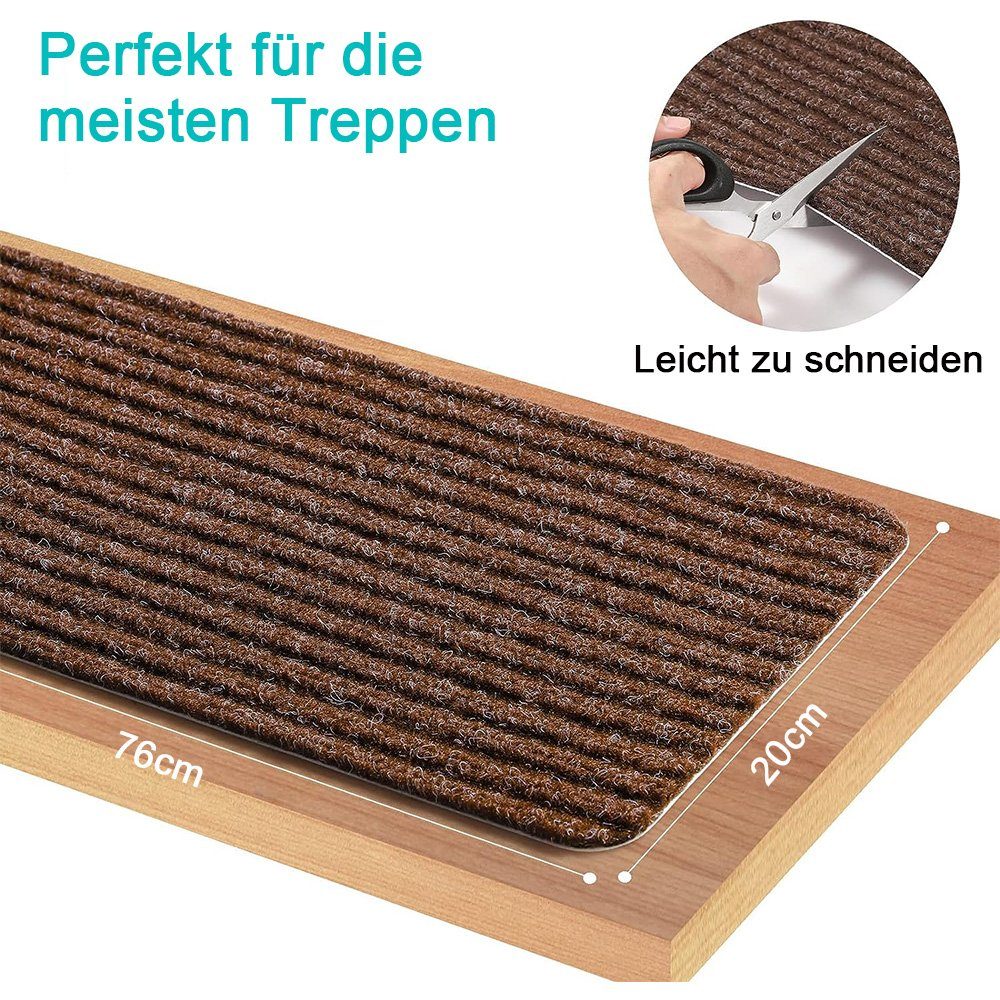 Stufenmatte 15 Stück Stufenmatten, 76 cm x 20 cm, rutschfeste Stufenmatten, NUODWELL