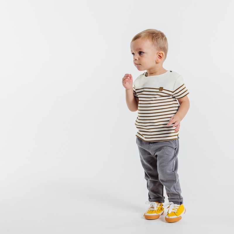 T-shirt marinière marron bébé garçon