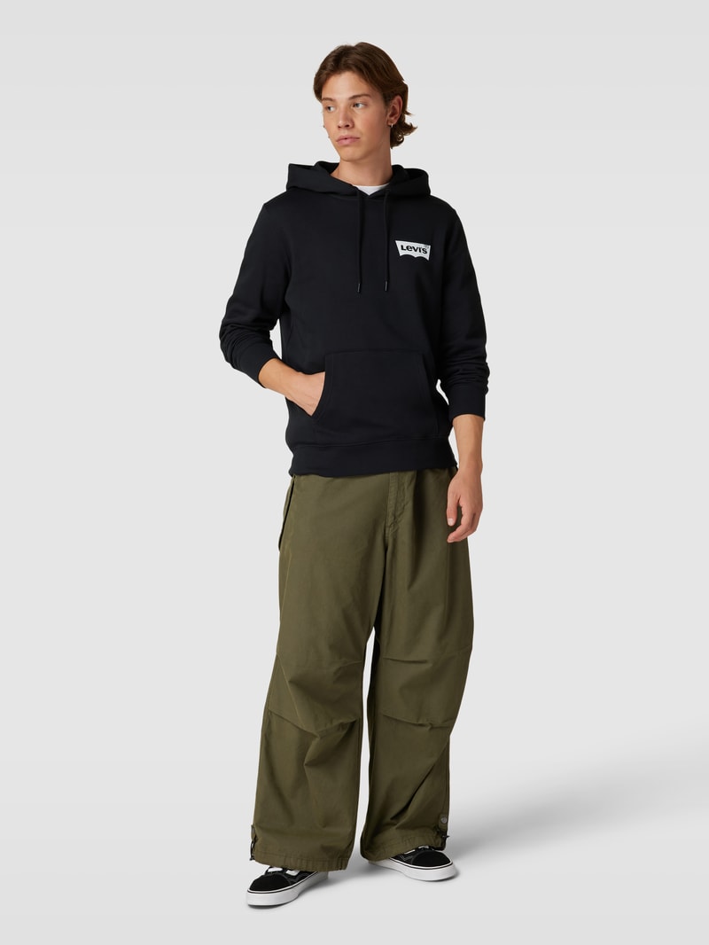 Hoodie mit Logo-Print in schwarz