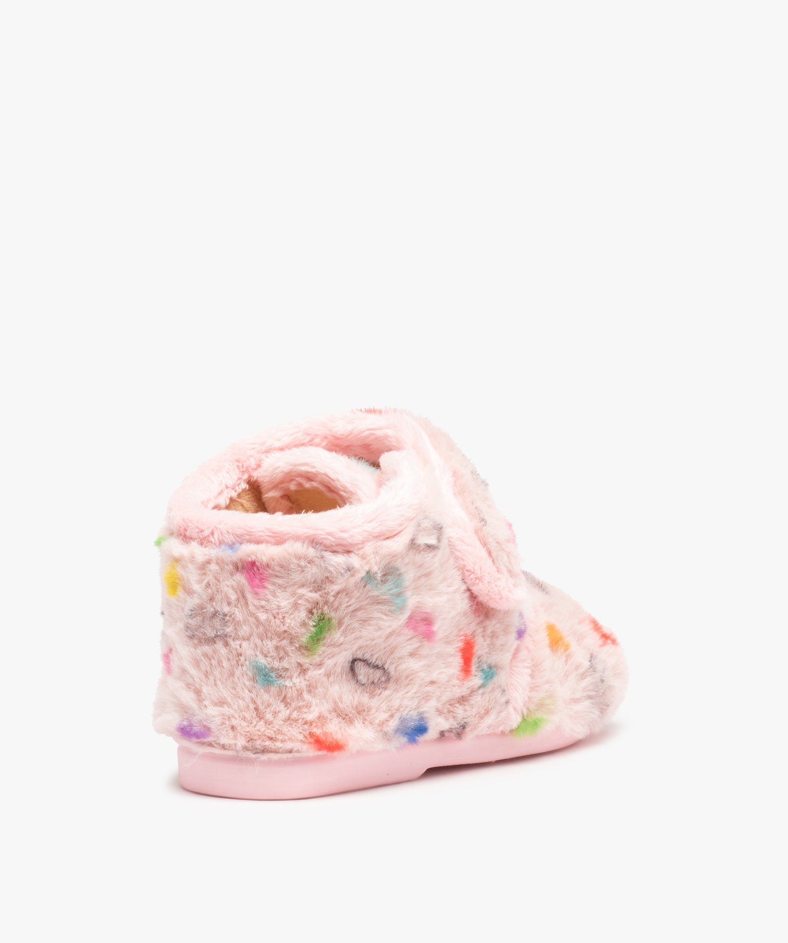 Chaussons fille bottillons en textile peluche imprimé curs rose | GEMO
