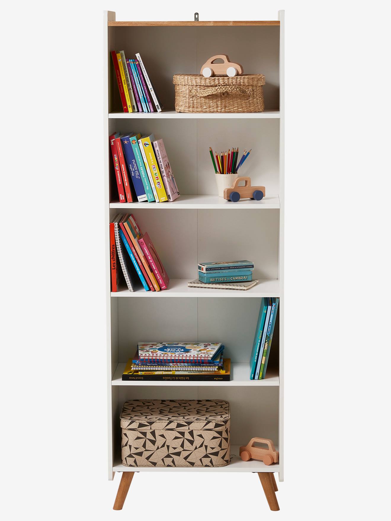 Vertbaudet Kinder Bücherregal KONFETTI - weiß/natur