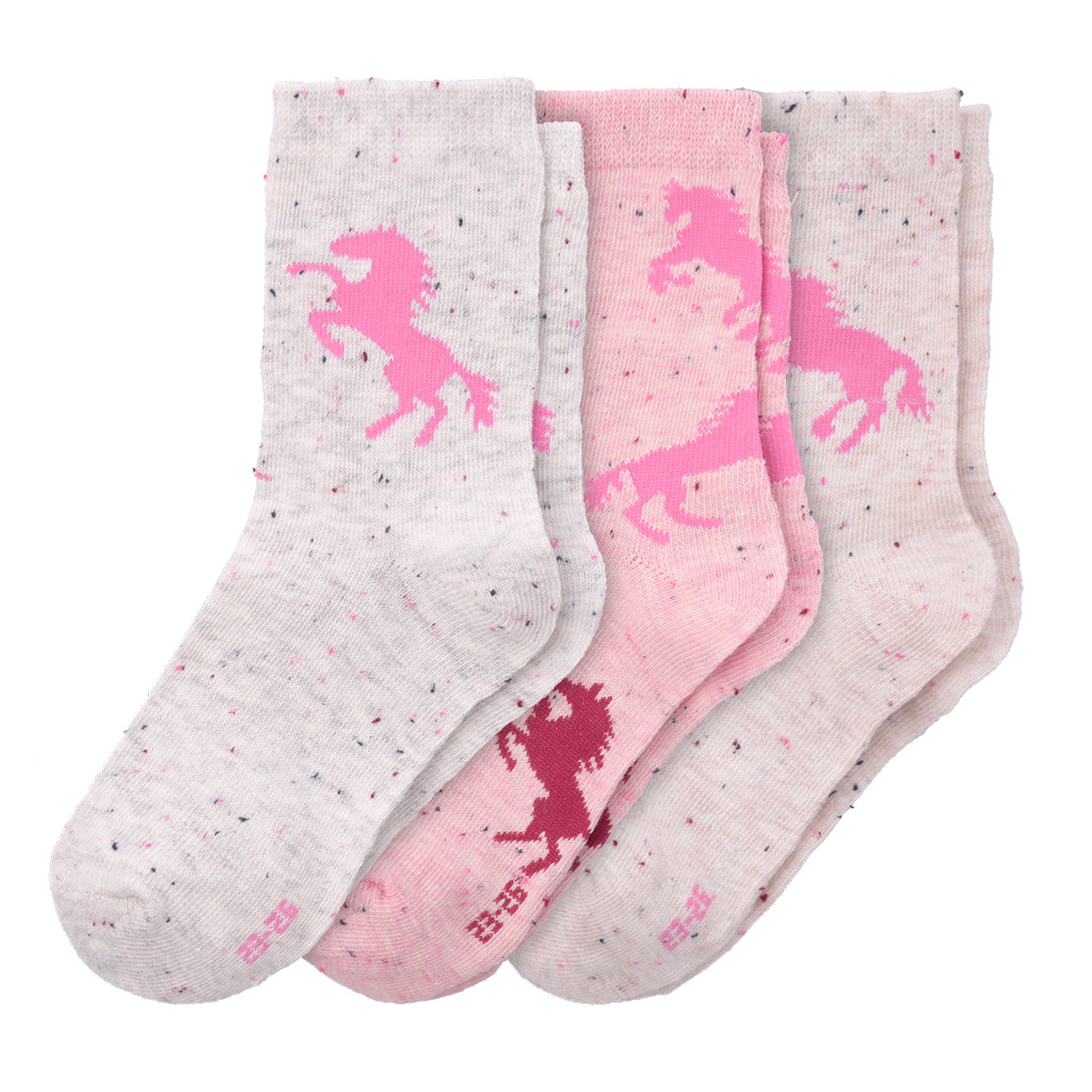 3 Paar Mädchen Socken mit Pferde-Motiven