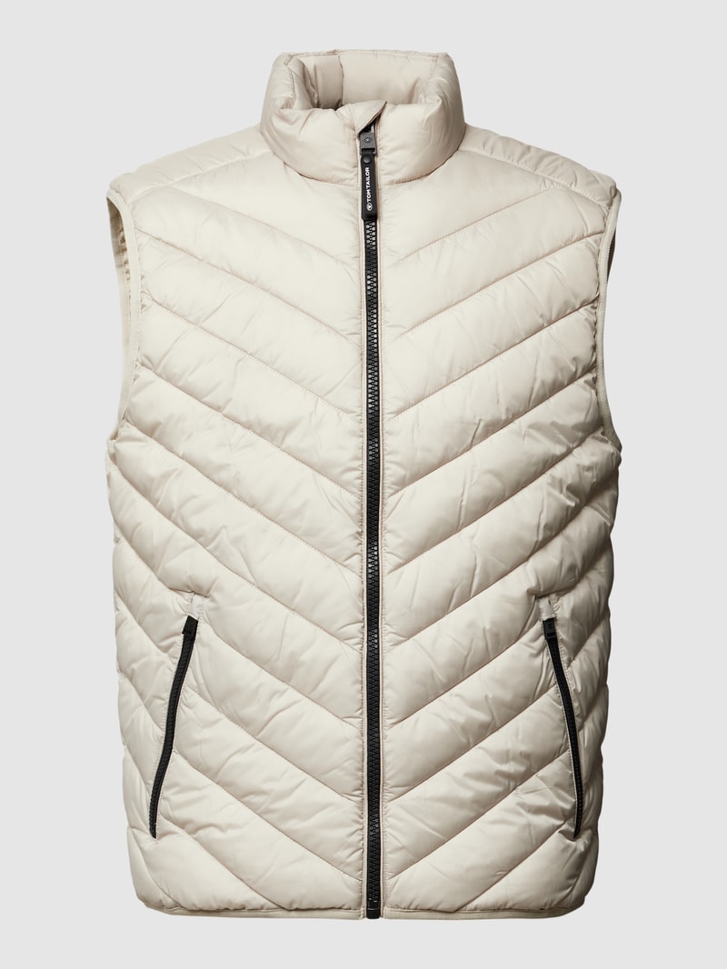 Steppweste mit Stehkragen in beige