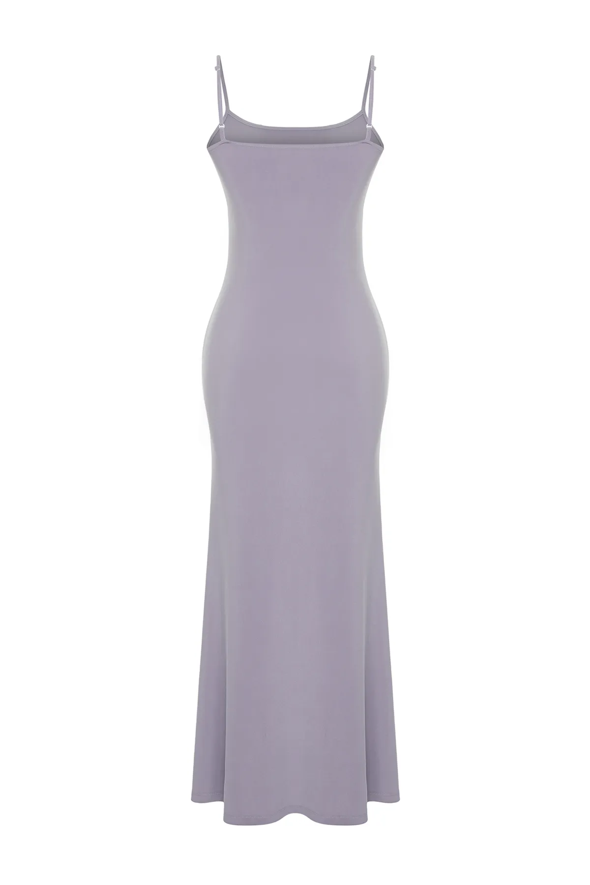 Trendyol Collection  Graues Maxi-Maxikleid mit tailliertem/taillierten Trägern und flexiblem Strickmuster TWOSS23EL02435