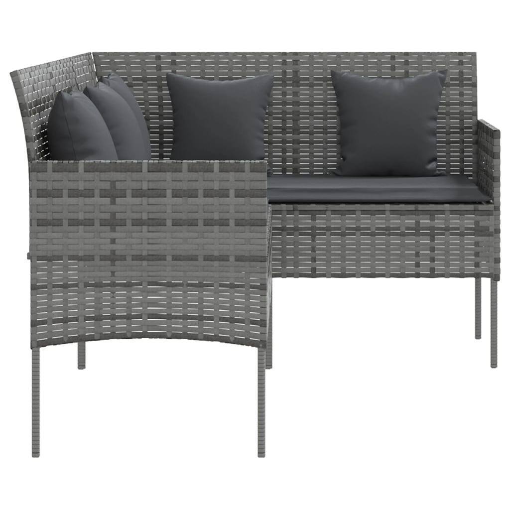 vidaXL Loungesofa Sofa in L-Form mit Kissen Poly Rattan Grau, 1 Teile