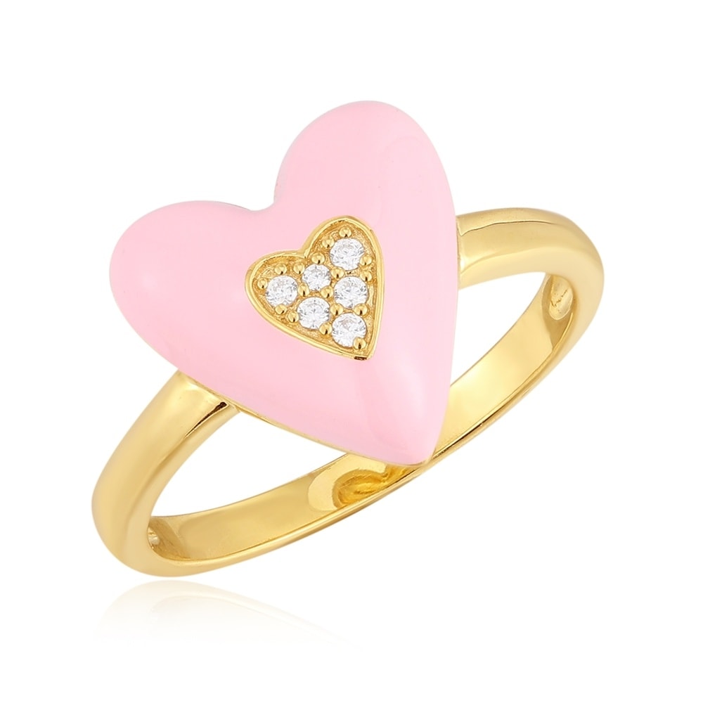 Glanzstücke München Bague Coeur Argent sterling Oxyde de zirconium (CZ) en Or jaune Bague
