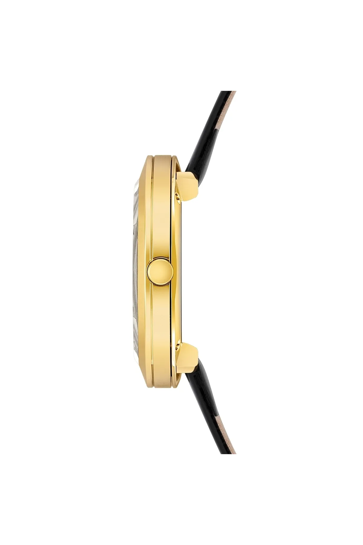 Rhodenwald & Söhne  Quarzuhr Damen Quarzuhr gelbgold Echtleder schwarz