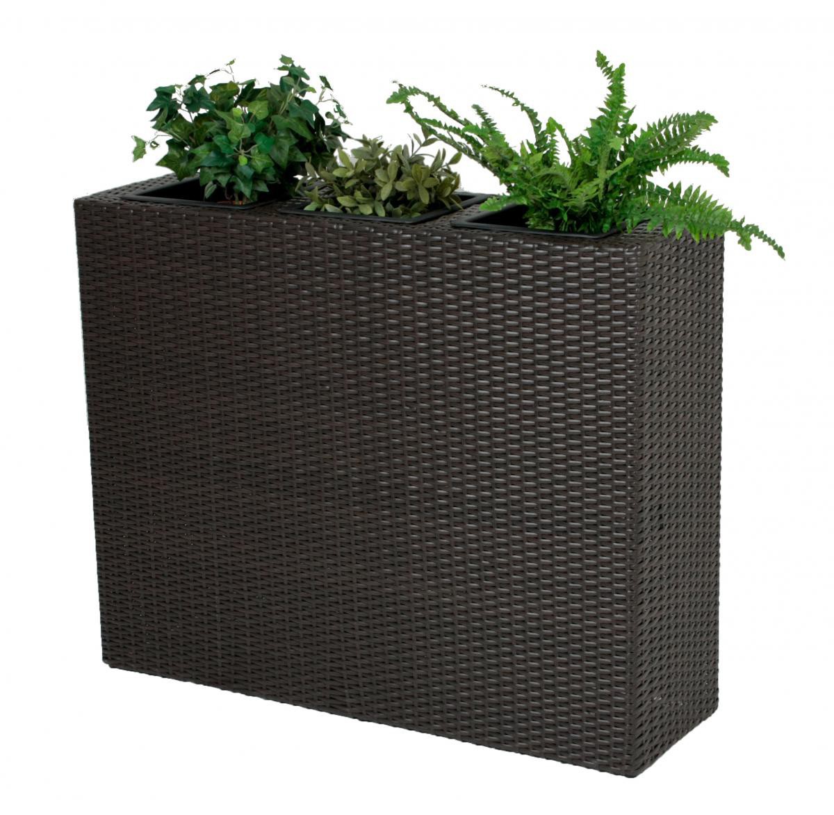 Garden Pleasure Harms Raumtrenner mit 3 Pflanztöpfen coffee