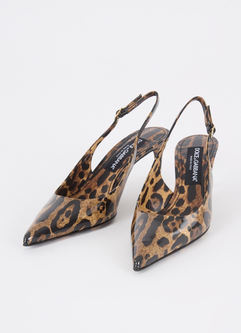 Slingback Dolce & Gabbana Lucido in pelle di vitello con stampa leopardata