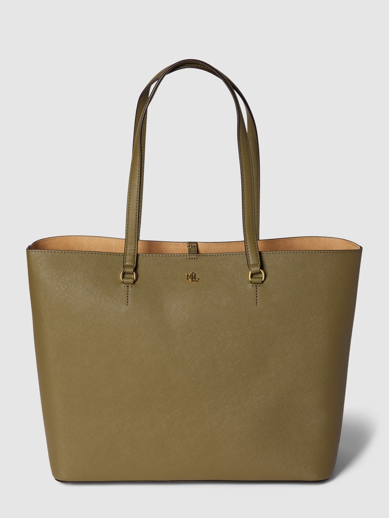 Tote Bag mit Label-Detail Modell 'KARLY' in olivgrün