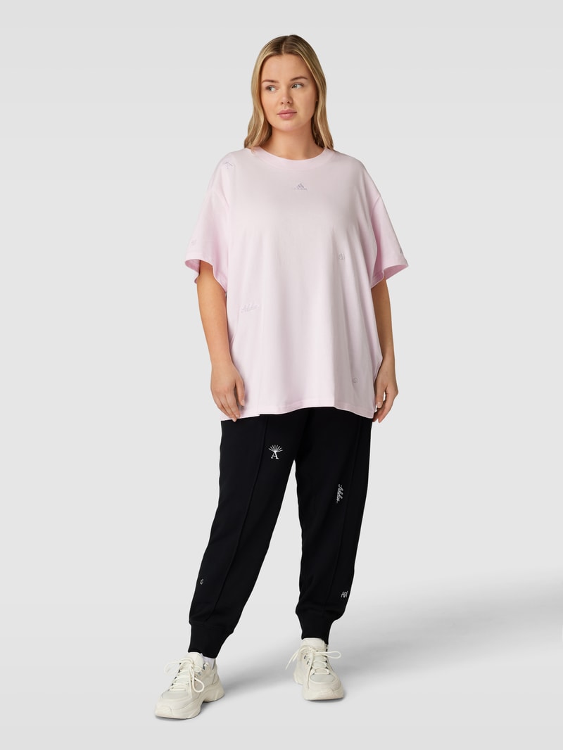 PLUS SIZE Sweatpants aus reiner Baumwolle mit Label-Stitching in schwarz
