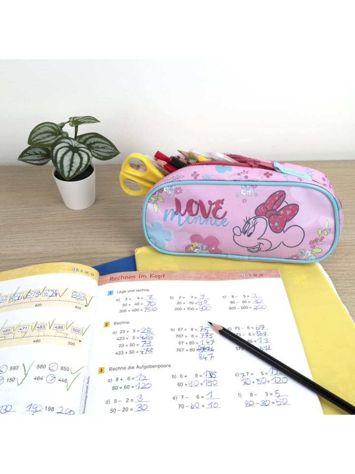 MINNIE MOUSE „Deluxe“ Etui Die ideale Federtasche für Mädchen in rosa günstig kaufen 22 cm