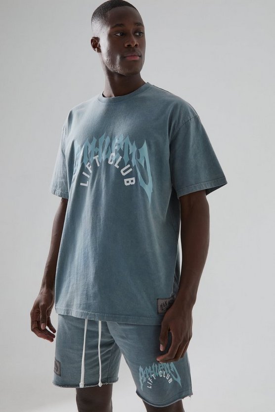 Man Active Oversize T-Shirt-Set mit Rest Day Print