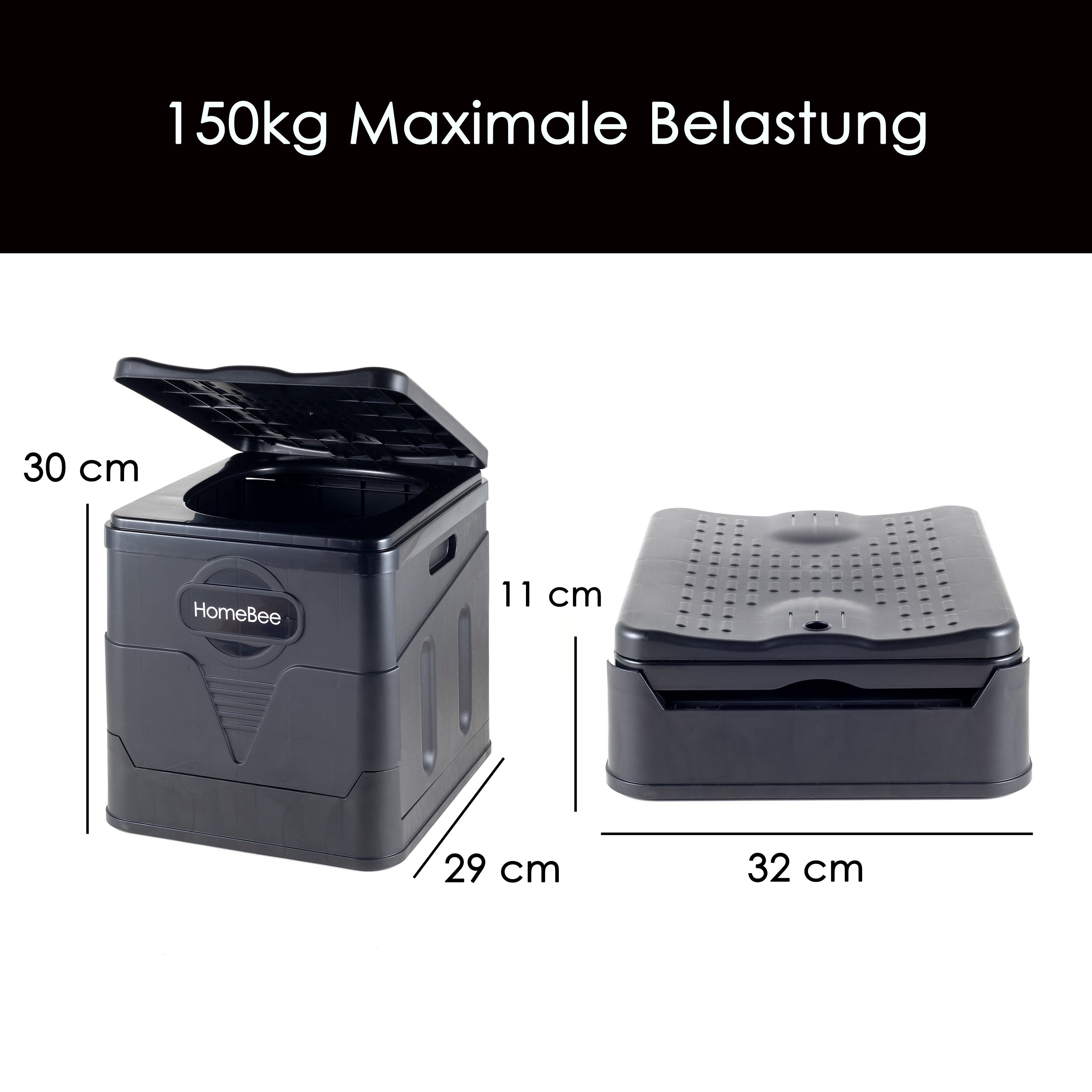 HomeBee Campingtoilette Campingtoilette, (Campingtoilette inkl. Beutel, 1-St., Faltbare Trockentoilette mit Deckel), Einfaches Klick-System