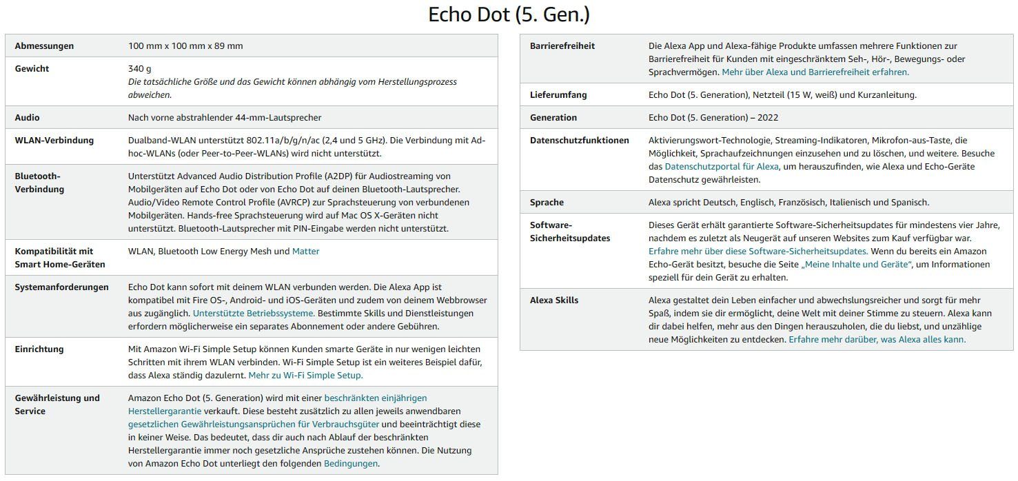 Amazon Echo Dot (5. Gen), mit sattem Klang, Anthrazit Bluetooth-Lautsprecher