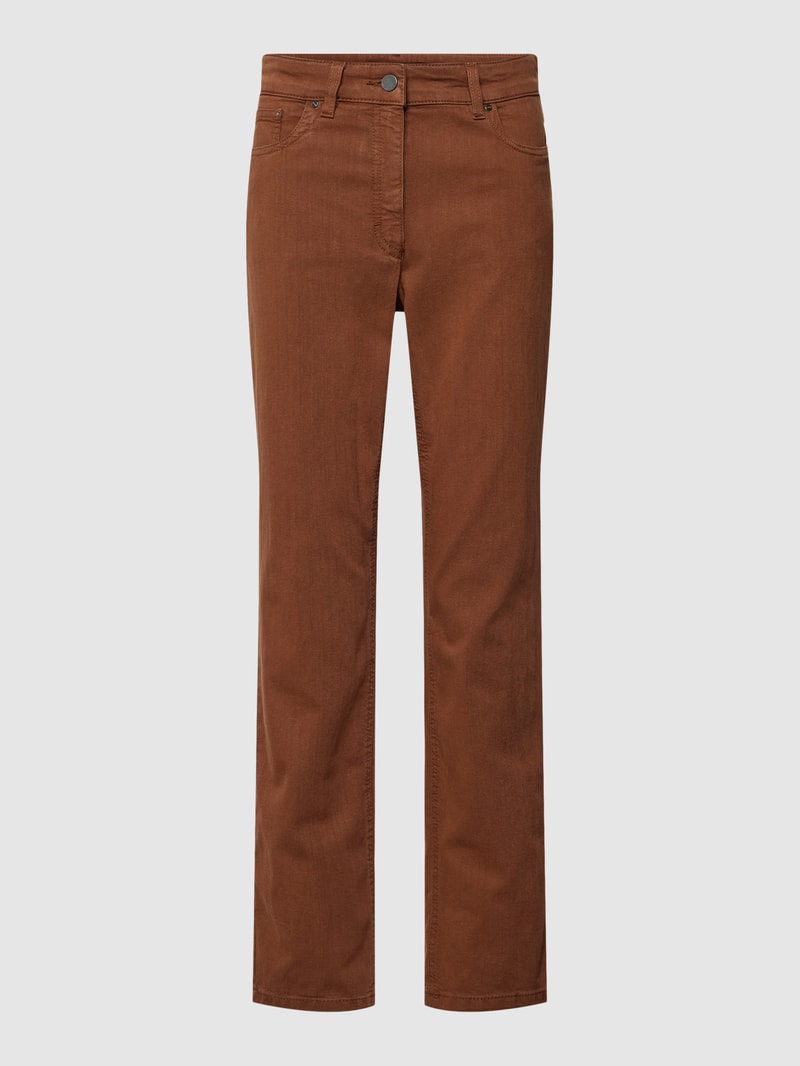 Straight Fit Jeans im 5-Pocket-Design Modell 'CORA' in cognac