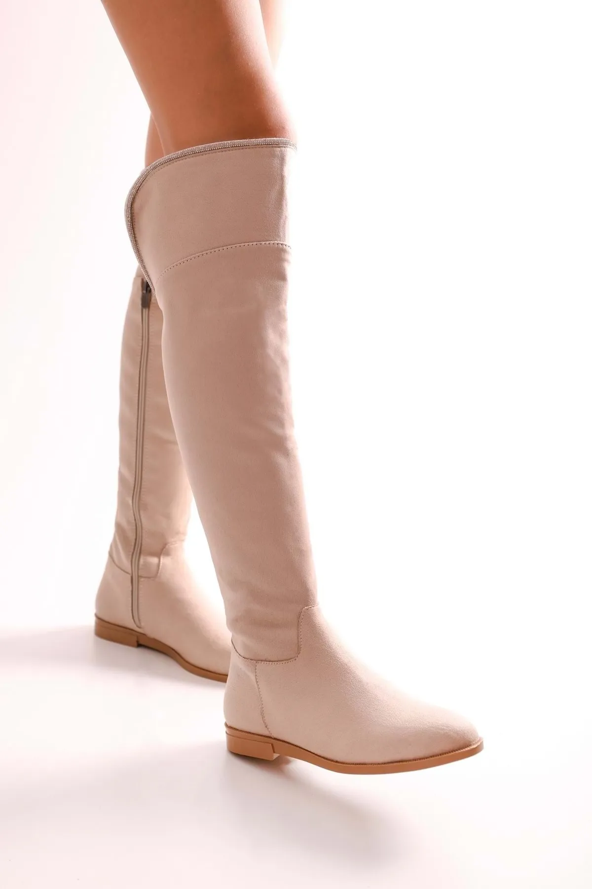 Shoeberry  Toon Beige Wildlederstiefel für Damen Beige Wildleder
