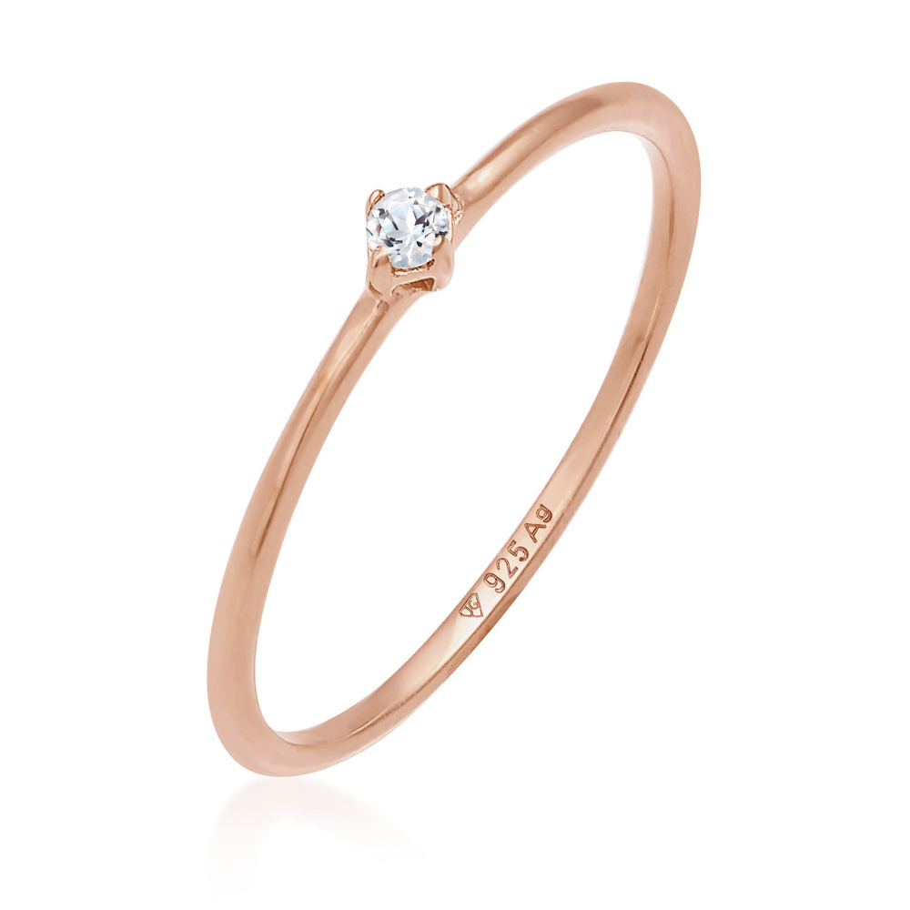 Elli PREMIUM Elli PREMIUM Bague Femmes pile solitaire élégant filigrane avec pierre précieuse  Bague