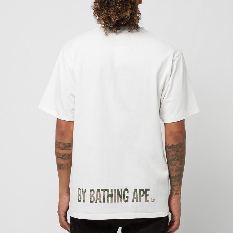 A Bathing Ape Layered Line Camo Ape Face Tee M white beige