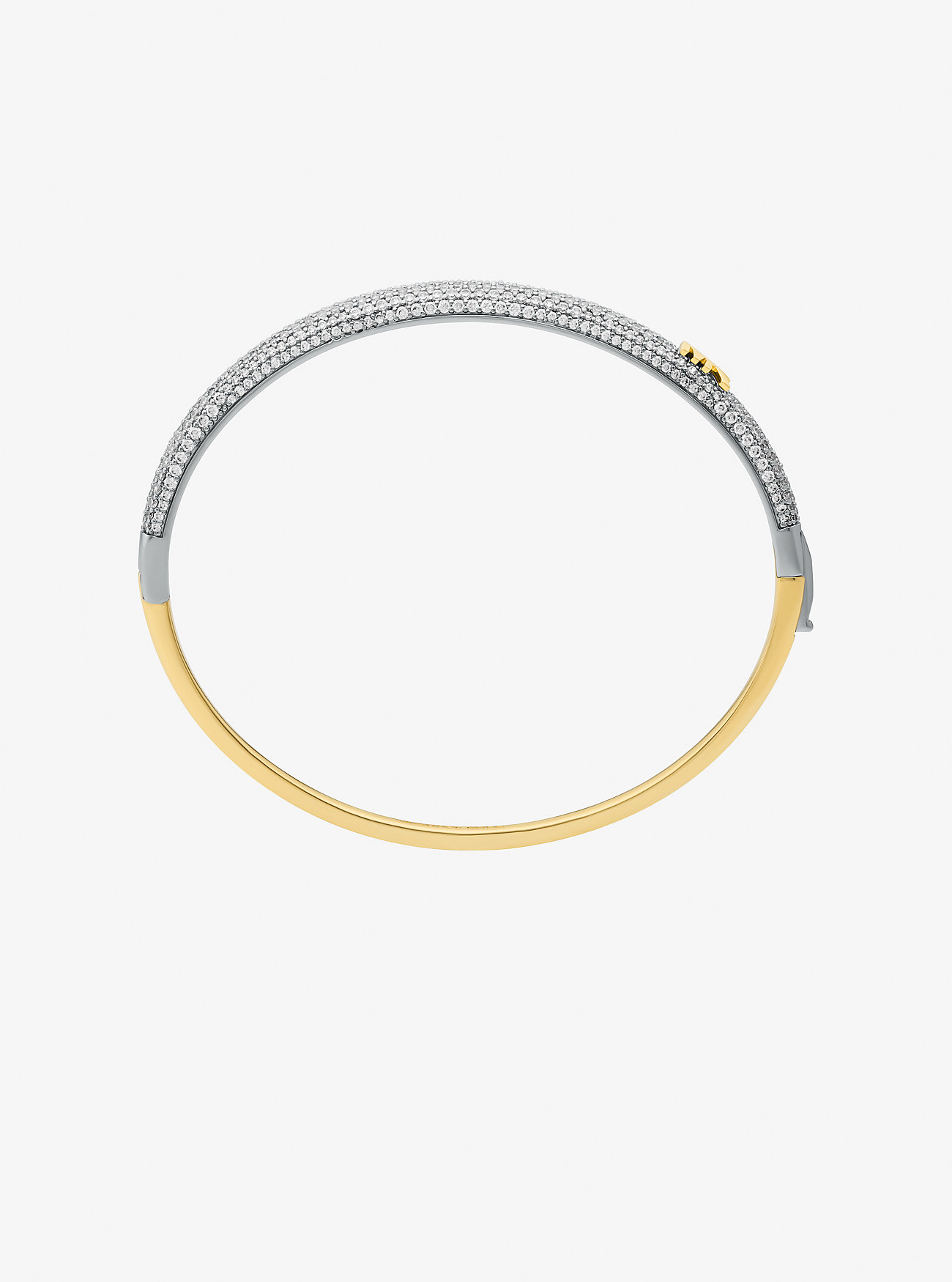 Bracciale rigido a cupola bicolore con pavé - BICOLORE