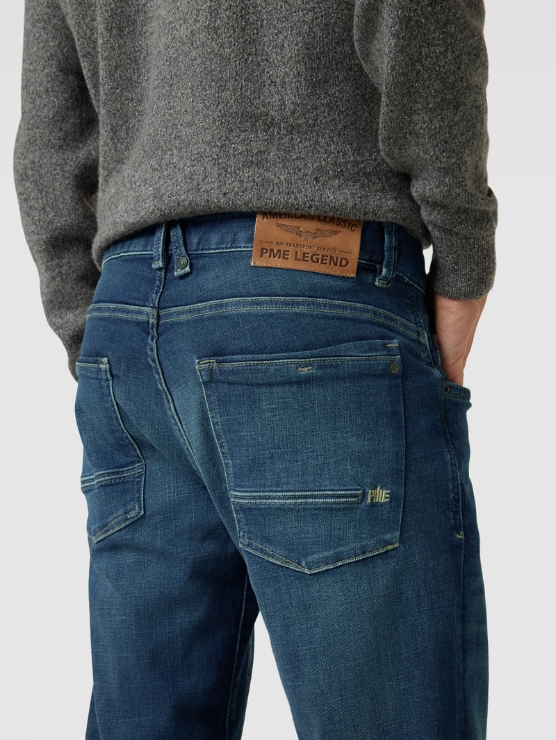 Jeans mit Label-Detail Modell 'LEGEND' in marineblau