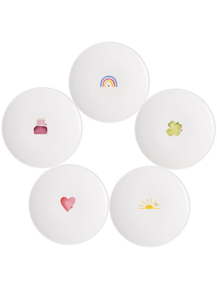 Villeroy & Boch 5er Set Frühstücksteller With Love ø 21,2 cm in bunt günstig kaufen onesize