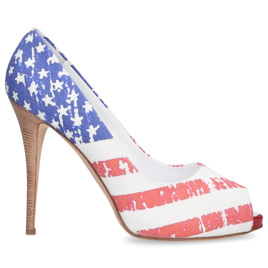 Giuseppe Zanotti - Peeptoes weiß-kombi blau rot - bunt