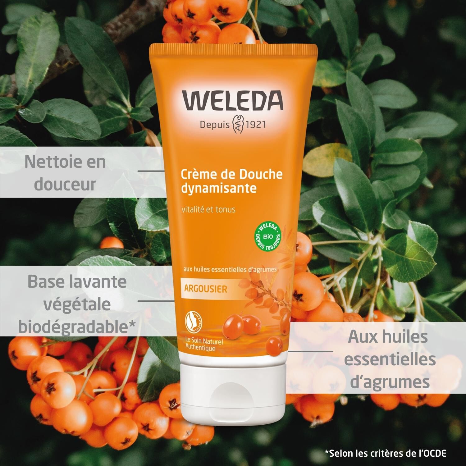 Weleda Argousier Crème de Douche Dynamisante - Aux Huiles Essentielles d'Agrumes - 200 ml