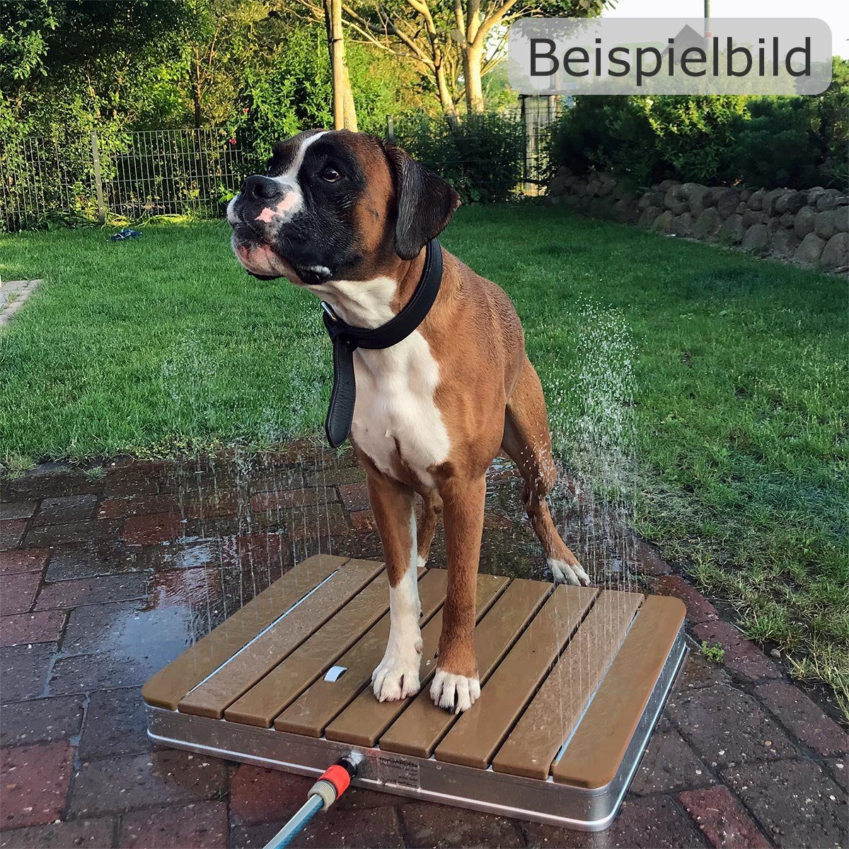 @tec Gartendusche MyGarden Aussendusche aus WPC, Outdoor Bodendusche, Campingdusche mit Bodenplatte eckig, 70x55cm