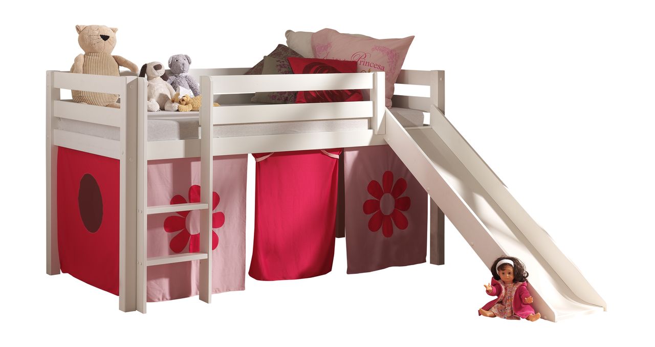 VIPACK Spielbett Pino mit Rutsche und Textilset 