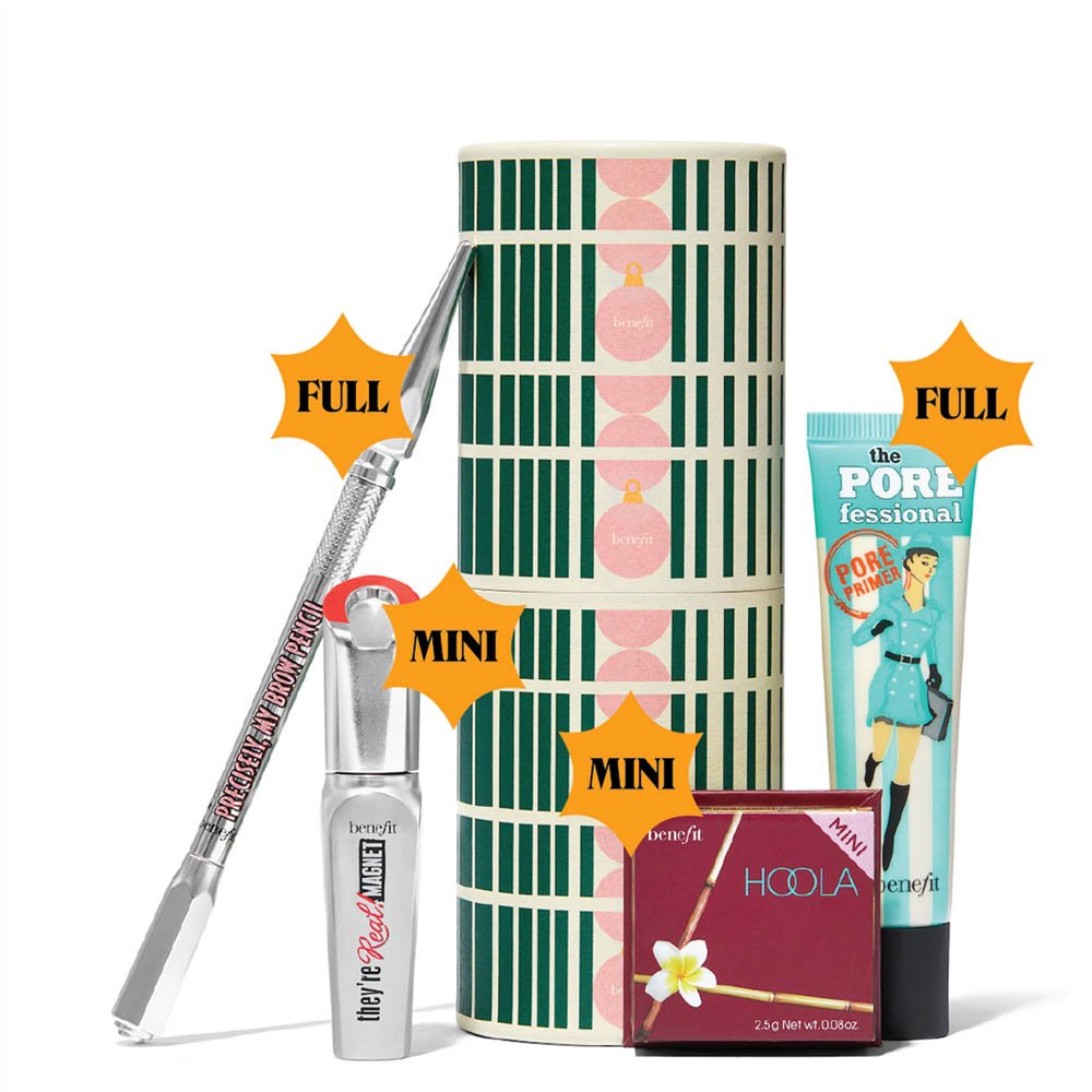Benefit Sets & Geschenke Making Spirits Glam Make-up Set – Full-Size Primer & Augenbrauenstift, Mini Bronzer & verlängernde M