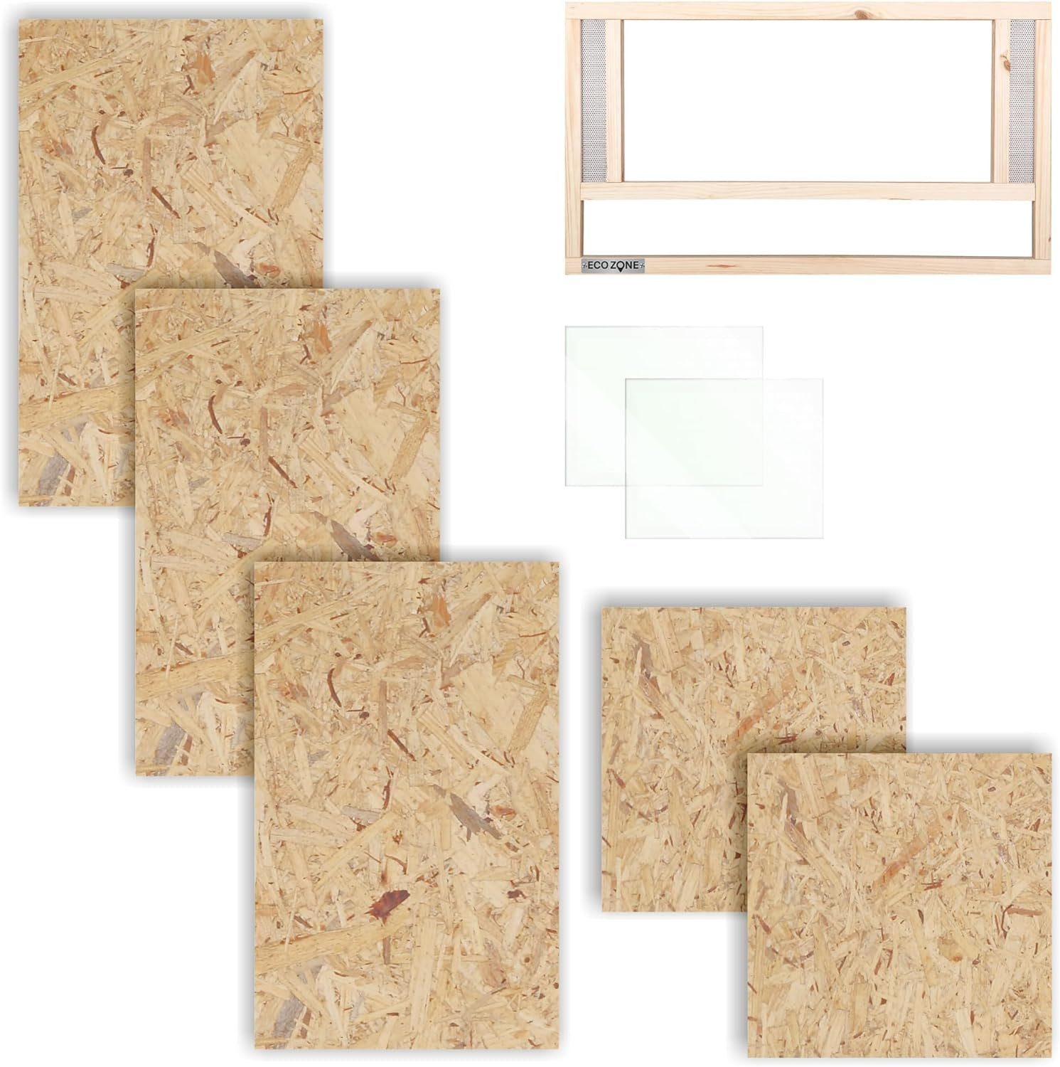 ECOZONE Terrarium Holz Terrarium mit Frontbelüftung 80 x 50 x 50 cm, Holzterrarium aus OSB Platten
