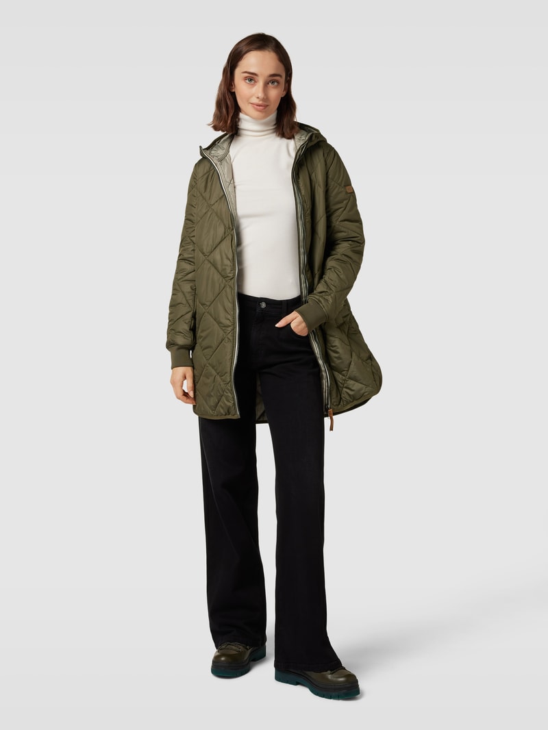 Steppjacke mit Kapuze Modell 'Quilted' in olivgrün