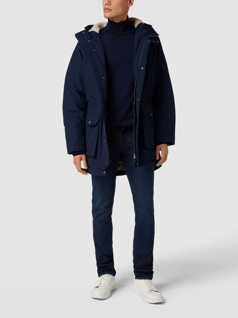 Parka mit Label-Applikation Modell 'Everyday Parka' in marineblau