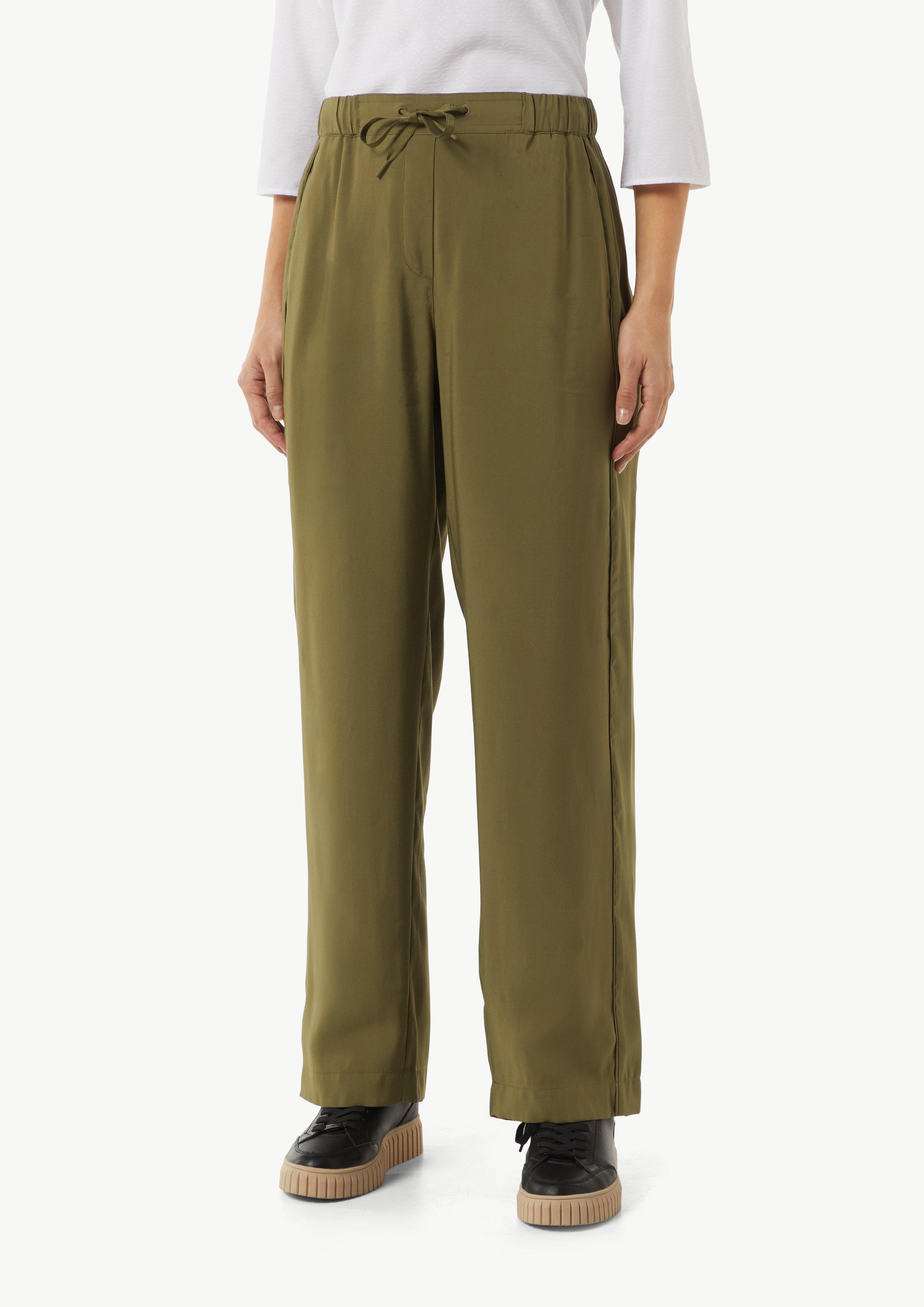 Hose mit weitem Bein und Paspeldetail - guacamole