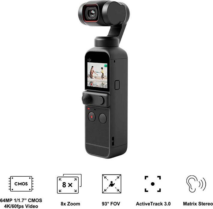 DJI Pocket 2 Creator Combo Gimbal (1/1.7” CMOS, Zeitraffer, Slow Motion, 8x Zoom, Livestreaming)