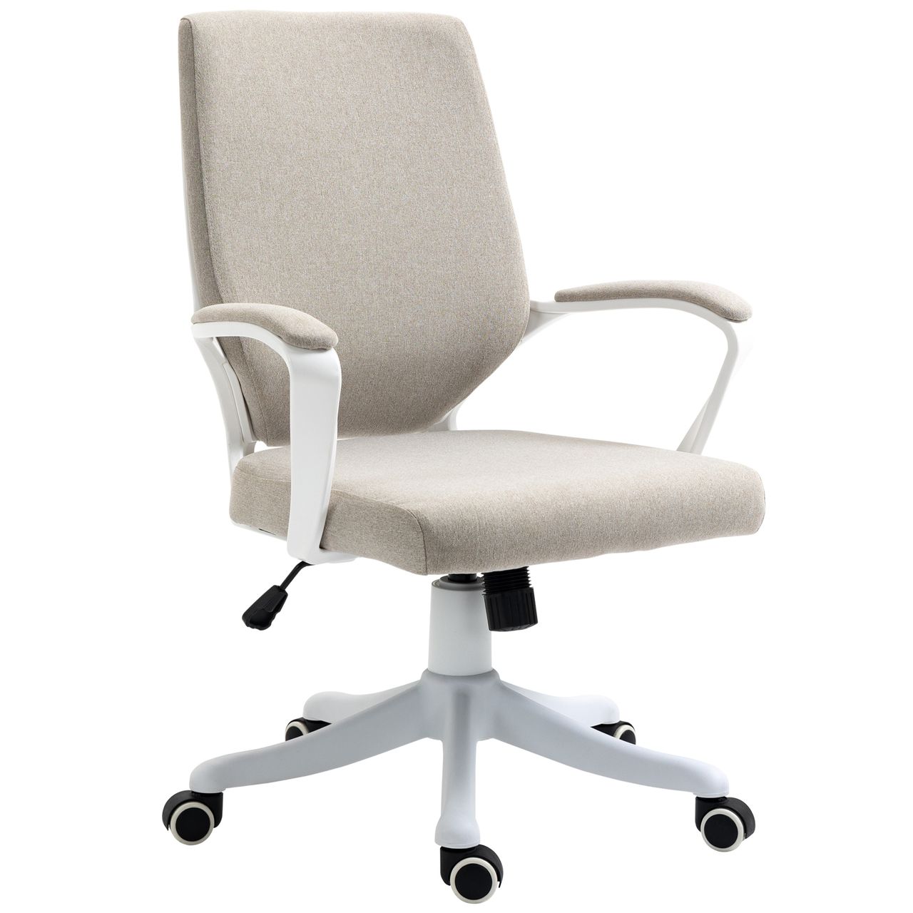 Vinsetto Bürostuhl Schreibtischstuhl Home-Office-Stuhl Beige Weiß 62x69x92-102 cm