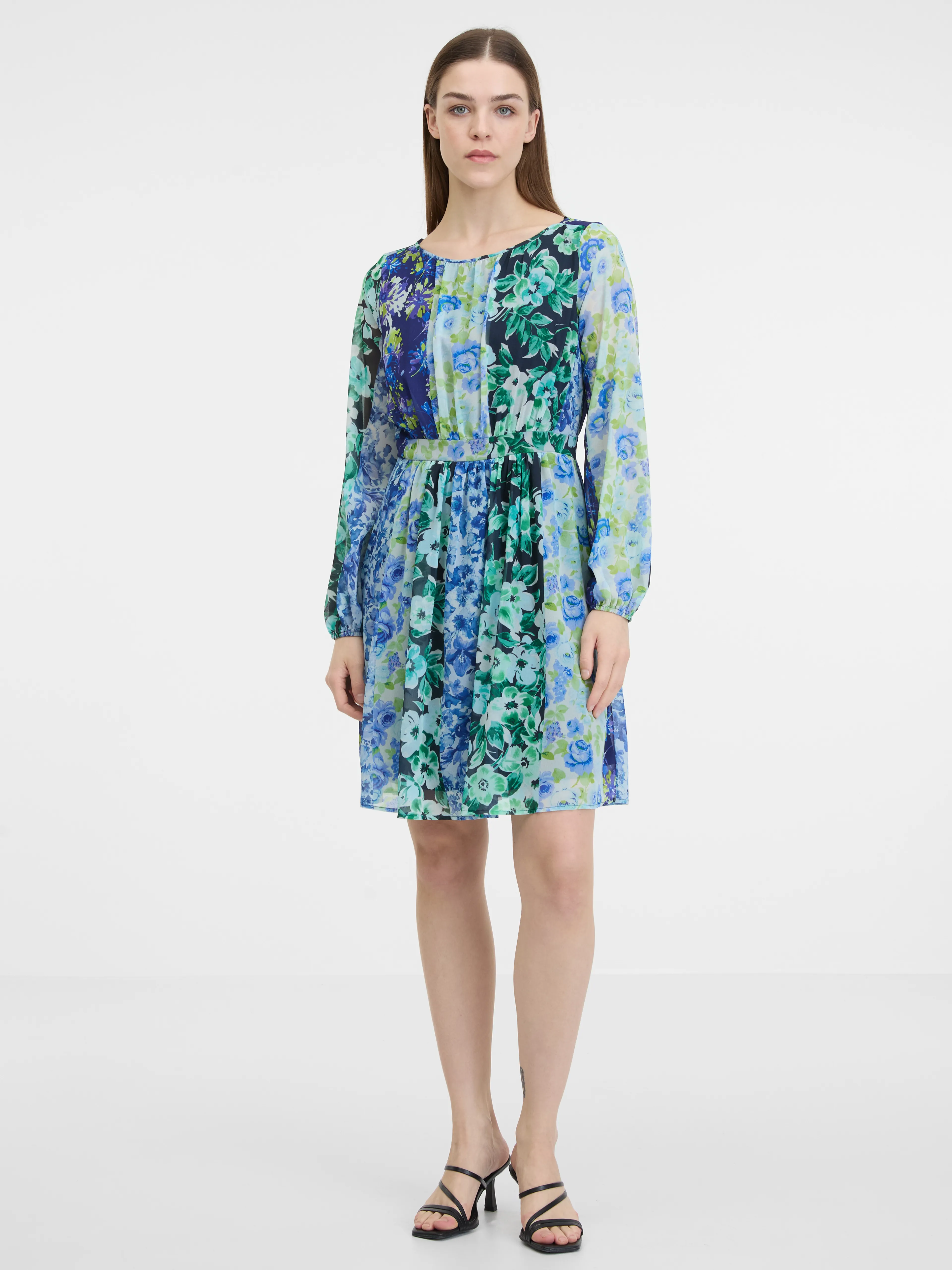 Blaues geblümtes Damenkleid ORSAY