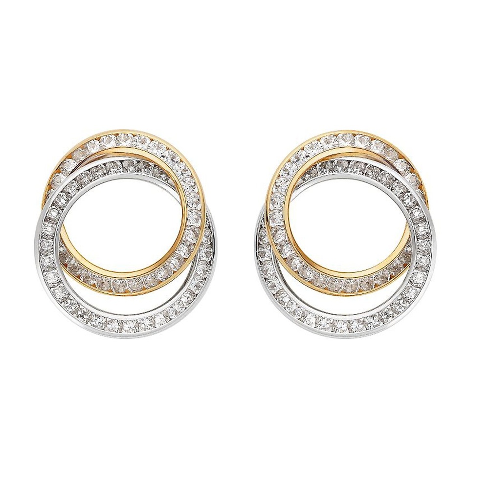 FAVS Boucles d'oreilles à fermoir à poussette 375 Or jaune, 375 Or blanc Boucles d'oreilles