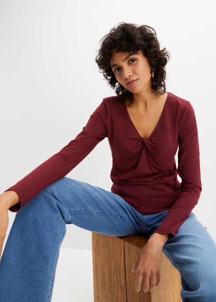 Langarmshirt mit Knotendetail