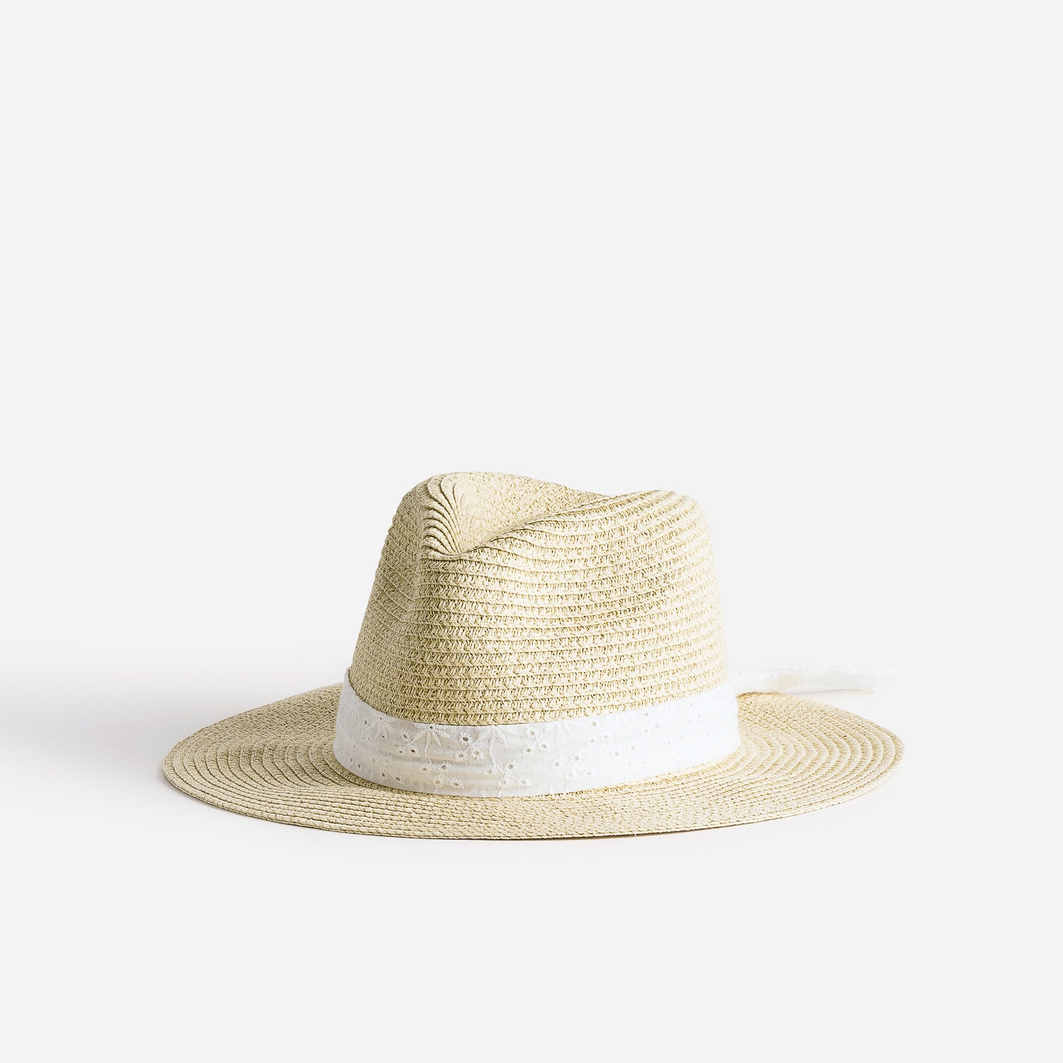 Chapeau beige doré avec galon broderie anglaise