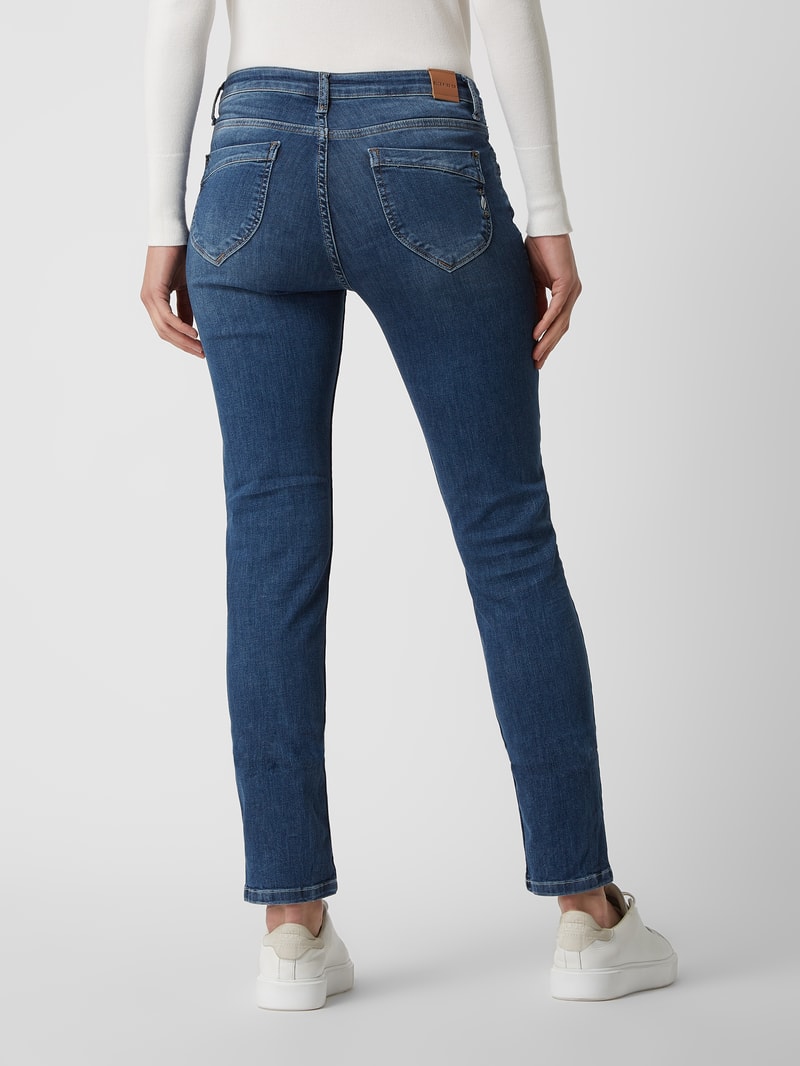 Slim Fit Mid Rise Jeans mit Stretch-Anteil Modell 'Nancy' in blau