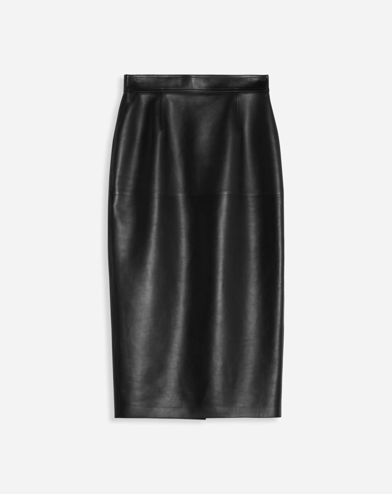 JUPE MIDI CRAYON EN CUIR